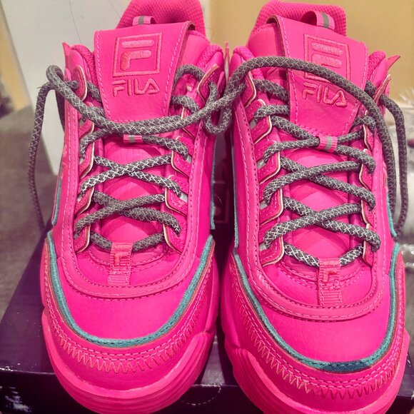 Fila Disruptor II Premium Women Casual Platform Shoe Hot Pink Sneaker SZ 8 - Picture 2 of 5